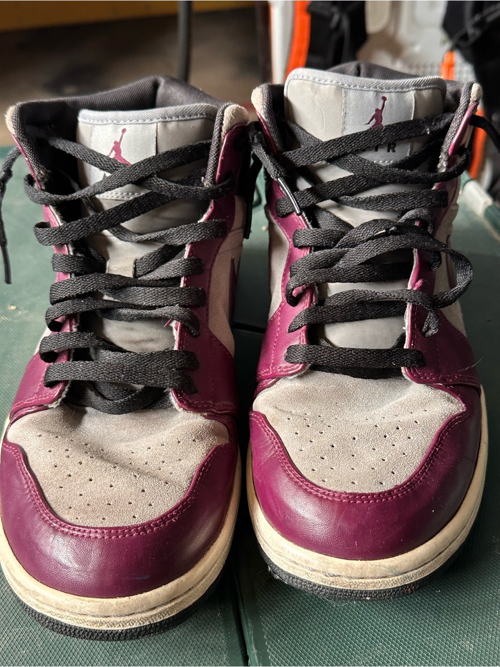 Jordan Women’s High-Top Sneakers in Burgundy and Gray